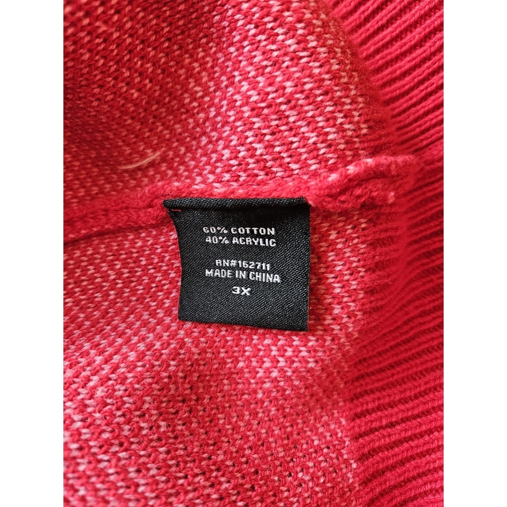 NWT 33 Degrees Red Knit Cardigan Sweater W/Pink Hearts and Sparkly Buttons, 3X - Picture 5 of 7
